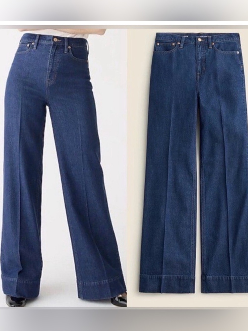 J Crew Wide Leg High-Rise Women’s Jeans - Dark Blue